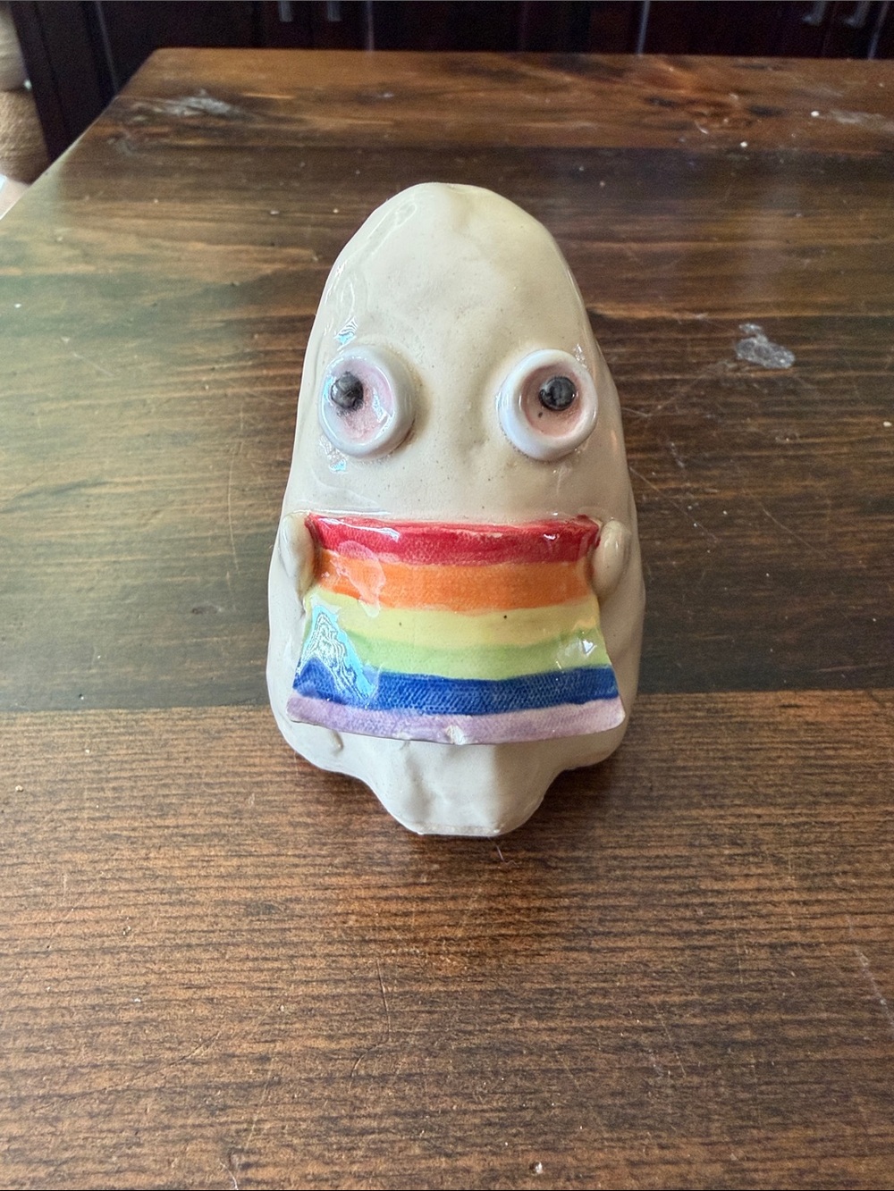 Handmade ceramic ghost rainbow